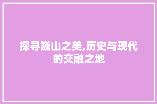 探寻巍山之美,历史与现代的交融之地