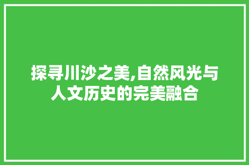 探寻川沙之美,自然风光与人文历史的完美融合