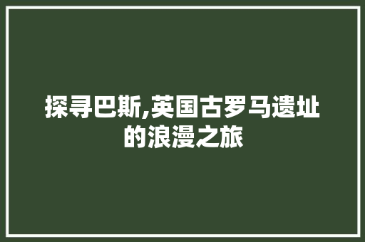 探寻巴斯,英国古罗马遗址的浪漫之旅