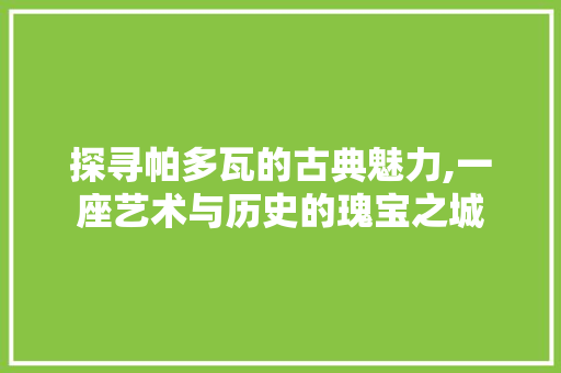 探寻帕多瓦的古典魅力,一座艺术与历史的瑰宝之城