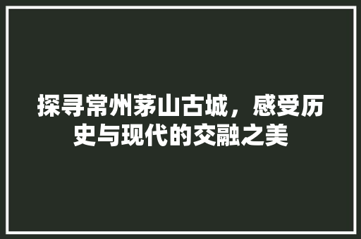 探寻常州茅山古城，感受历史与现代的交融之美