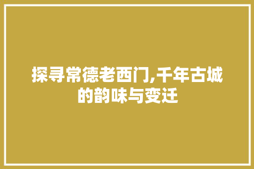 探寻常德老西门,千年古城的韵味与变迁