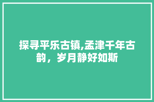 探寻平乐古镇,孟津千年古韵，岁月静好如斯