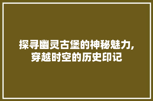 探寻幽灵古堡的神秘魅力,穿越时空的历史印记