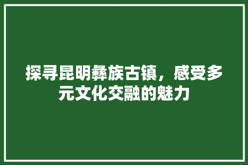 探寻昆明彝族古镇，感受多元文化交融的魅力