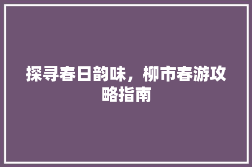 探寻春日韵味，柳市春游攻略指南