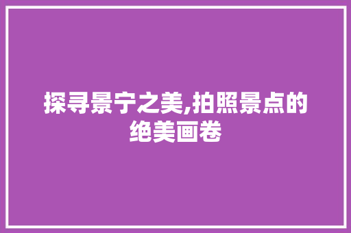 探寻景宁之美,拍照景点的绝美画卷