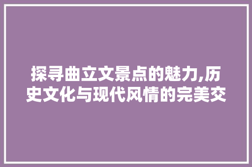 探寻曲立文景点的魅力,历史文化与现代风情的完美交融