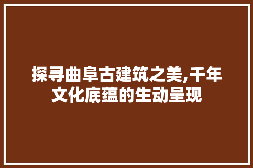 探寻曲阜古建筑之美,千年文化底蕴的生动呈现