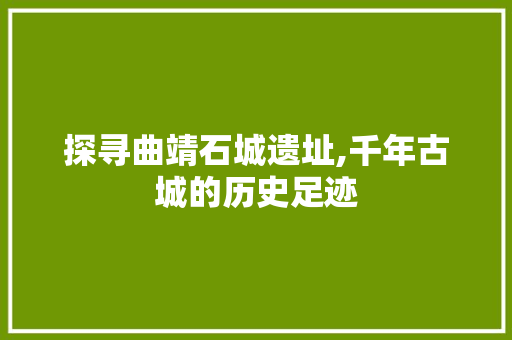 探寻曲靖石城遗址,千年古城的历史足迹