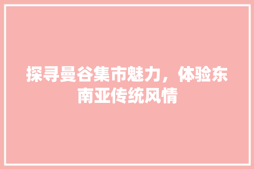 探寻曼谷集市魅力，体验东南亚传统风情