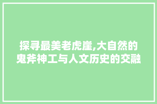 探寻最美老虎崖,大自然的鬼斧神工与人文历史的交融之地