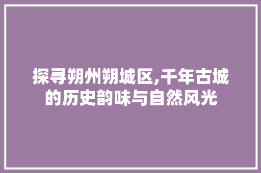 探寻朔州朔城区,千年古城的历史韵味与自然风光