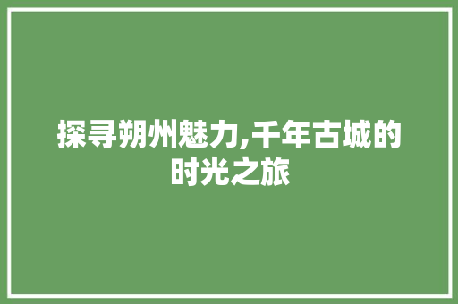 探寻朔州魅力,千年古城的时光之旅