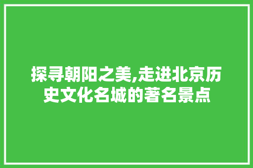 探寻朝阳之美,走进北京历史文化名城的著名景点