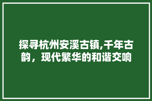 探寻杭州安溪古镇,千年古韵，现代繁华的和谐交响