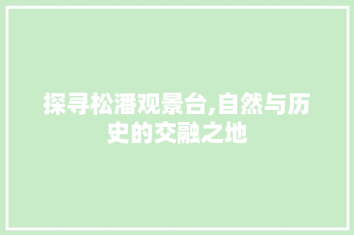 探寻松潘观景台,自然与历史的交融之地