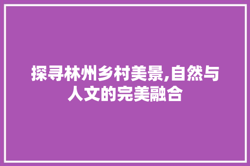 探寻林州乡村美景,自然与人文的完美融合