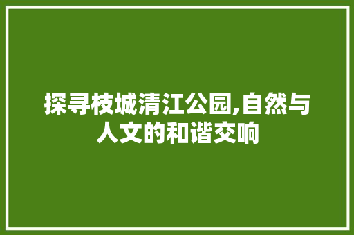 探寻枝城清江公园,自然与人文的和谐交响