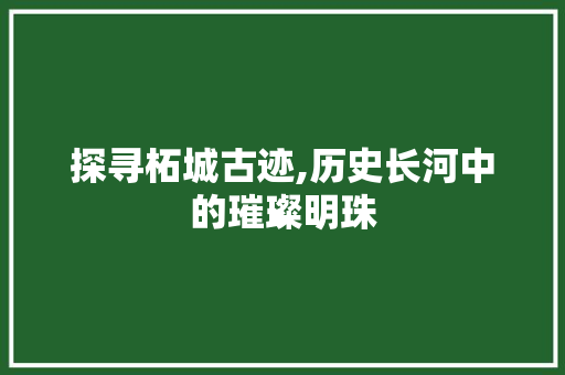 探寻柘城古迹,历史长河中的璀璨明珠