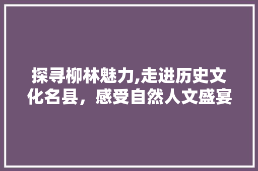 探寻柳林魅力,走进历史文化名县，感受自然人文盛宴