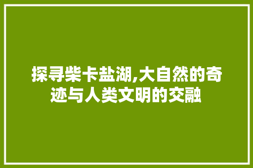 探寻柴卡盐湖,大自然的奇迹与人类文明的交融