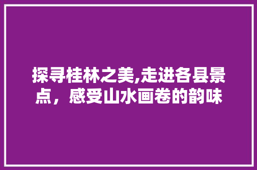 探寻桂林之美,走进各县景点，感受山水画卷的韵味