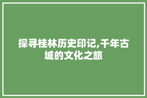 探寻桂林历史印记,千年古城的文化之旅