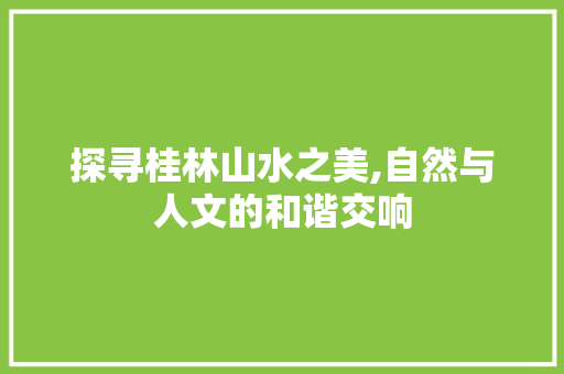 探寻桂林山水之美,自然与人文的和谐交响