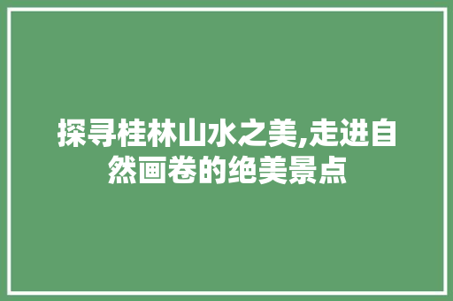 探寻桂林山水之美,走进自然画卷的绝美景点