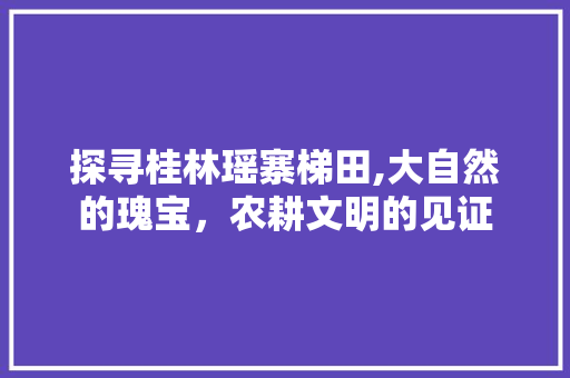 探寻桂林瑶寨梯田,大自然的瑰宝，农耕文明的见证