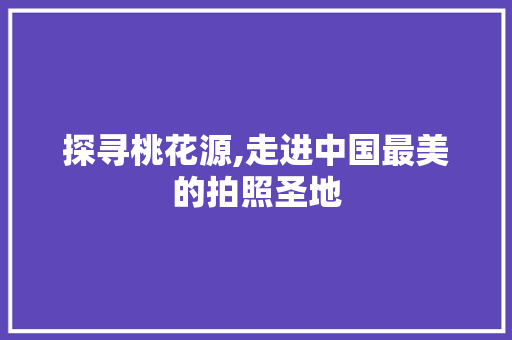 探寻桃花源,走进中国最美的拍照圣地