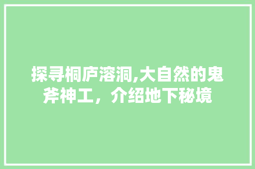 探寻桐庐溶洞,大自然的鬼斧神工，介绍地下秘境