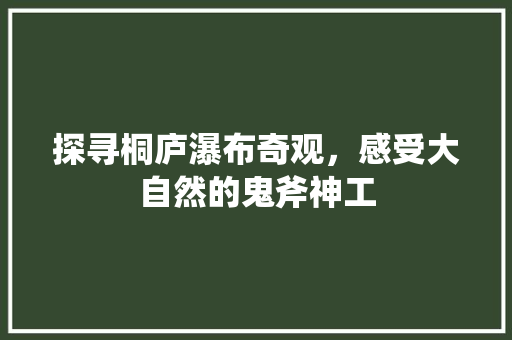 探寻桐庐瀑布奇观，感受大自然的鬼斧神工