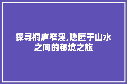 探寻桐庐窄溪,隐匿于山水之间的秘境之旅