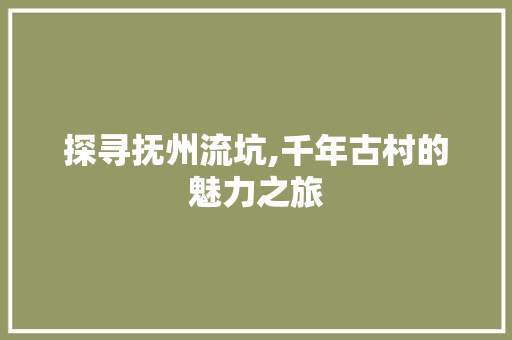 探寻抚州流坑,千年古村的魅力之旅