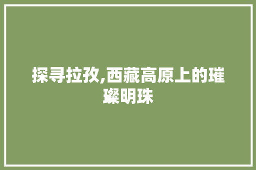 探寻拉孜,西藏高原上的璀璨明珠