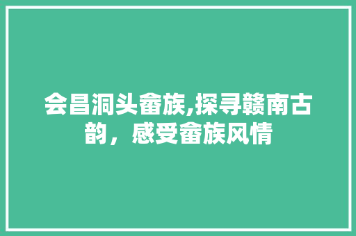 会昌洞头畲族,探寻赣南古韵，感受畲族风情