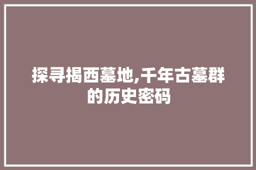 探寻揭西墓地,千年古墓群的历史密码