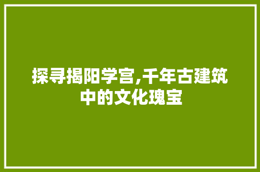 探寻揭阳学宫,千年古建筑中的文化瑰宝