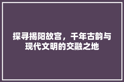 探寻揭阳故宫，千年古韵与现代文明的交融之地