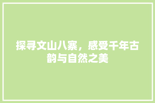 探寻文山八寨，感受千年古韵与自然之美