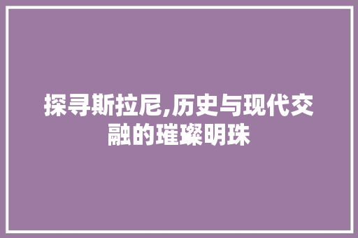 探寻斯拉尼,历史与现代交融的璀璨明珠