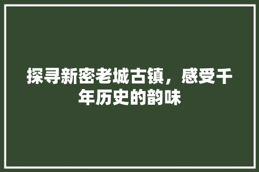 探寻新密老城古镇，感受千年历史的韵味