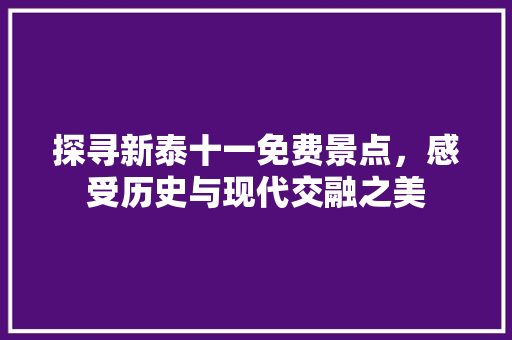 探寻新泰十一免费景点，感受历史与现代交融之美