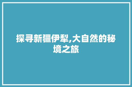 探寻新疆伊犁,大自然的秘境之旅