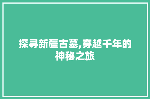 探寻新疆古墓,穿越千年的神秘之旅