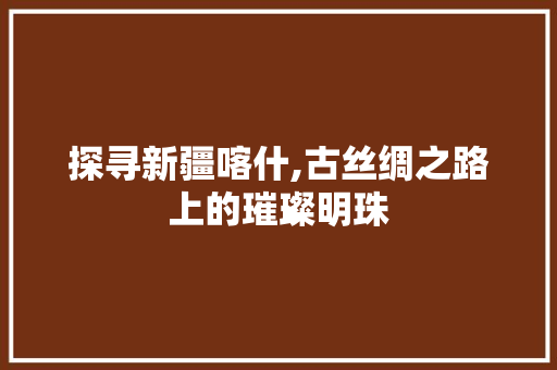 探寻新疆喀什,古丝绸之路上的璀璨明珠