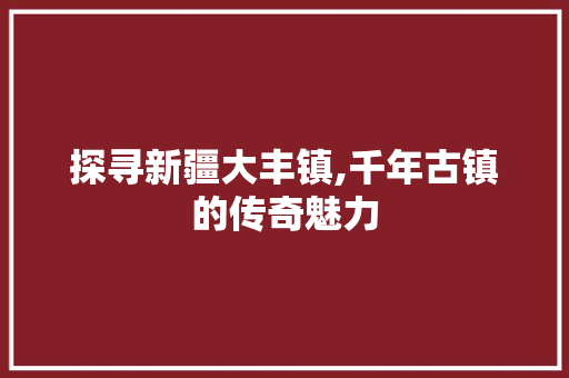 探寻新疆大丰镇,千年古镇的传奇魅力