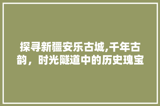 探寻新疆安乐古城,千年古韵，时光隧道中的历史瑰宝